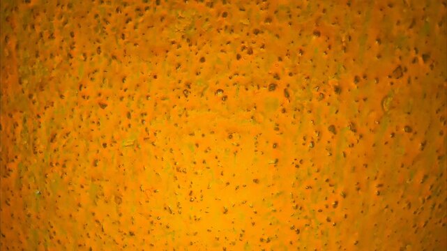 Close up abstract image of a golden beer glass with bubbles, foam, and fresh liquid texture glowing in yellow light.