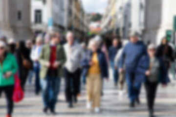 blurred crowd of people on the street