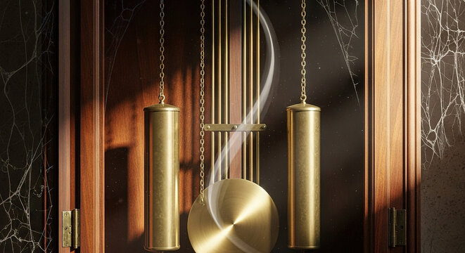 Grandfather Clock with Brass Pendulum and Chains