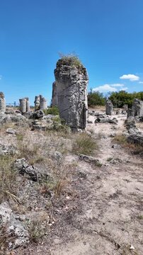 Summer view of rock formation Pobiti Kamani (Upright Stones), Varna region, Bulgaria