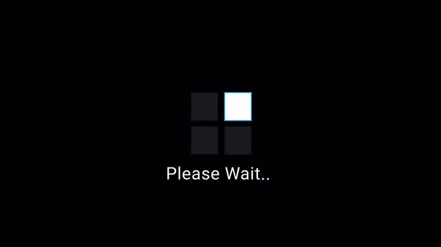 Four squares in shades of gray and white loading animation with the word please wait on alpha channel. loading squares. 4K Video