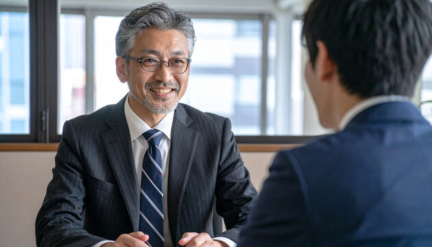 笑顔の上司と部下