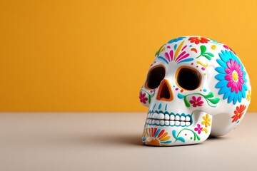 Colorful Decorated Skull Art for Dia de los Muertos Celebration