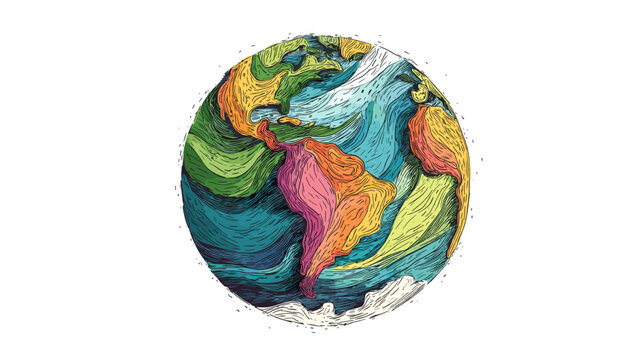 hand painted Earth globe isolated on white 
