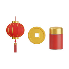 Chinese new year decorations isolated on transparent background