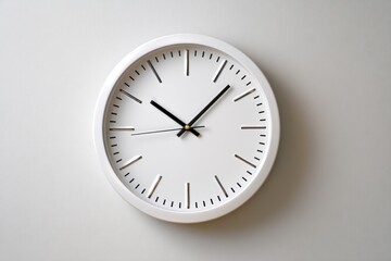 Minimalist White Clock Design Without Hands Marking Undefined Time Concept