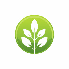 Abstract green plant leaves logo within a circular design