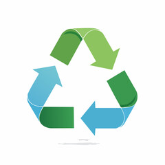 Fototapeta premium Recycling symbol with blue and green arrows