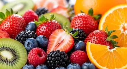 Fototapeta premium Vibrant assortment of fresh seasonal fruits creates delightful harmony