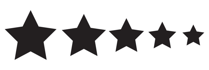 Fototapeta premium Stars icons. Stars in linear flat design. Star vector icon black color, isolated. Vector illustration