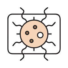 Obraz premium Virus Cell Under Microscope Flat Medical Icon