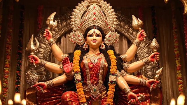 Idol of Goddess Durga During Navaratri Festival in India