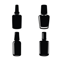 Fototapeta premium Set of black silhouette nail polish bottles showcasing various cosmetic container shapes