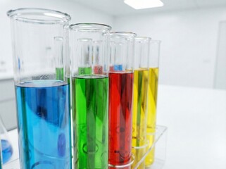 Colorful Liquids in Laboratory Test Tubes