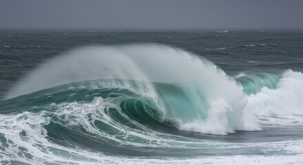 Fototapeta premium Powerful ocean waves crashing in a stormy sea