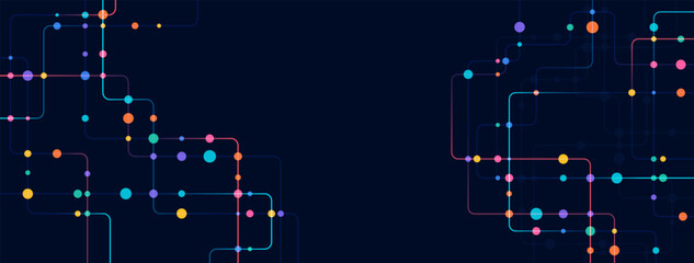 Circuit connect lines and dots. Network technology and Connection concept. Decentralized network nodes connections © natrot