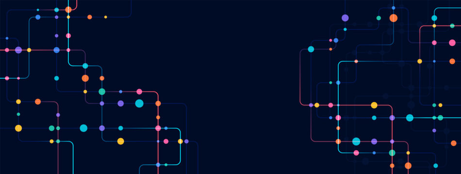 Circuit connect lines and dots. Network technology and Connection concept. Decentralized network nodes connections