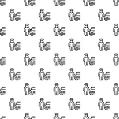 Police officer and patrol car repeating outline icons creating a seamless pattern © nsit0108