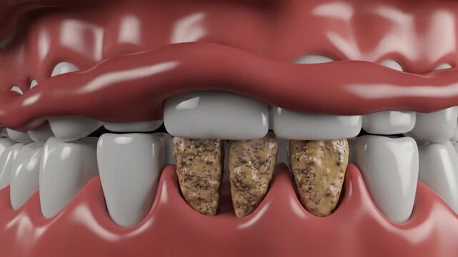 teeth with plaque and tartar, dental hygiene, oral health