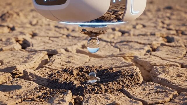 A desert land that is given water by a technology to try to revive nature there.