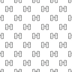 Obraz premium Dumbbell outline icons creating a seamless vector pattern on a white background