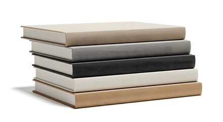 stacked books symbolizing knowledge and education, isolated on white background