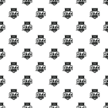 Repeating pattern of mobile coffee shop food kiosks