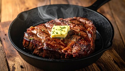 Fototapeta premium Rumpsteak mit Kräuterbutter