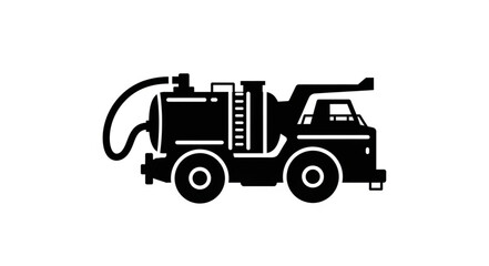 Obraz premium Sewer Cleaning Truck Silhouette Illustration.