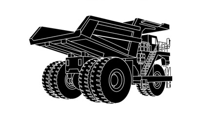 Heavy Duty Mining Dump Truck with Large Tires and Open Bed. © Wahyu