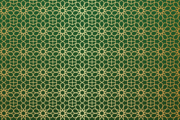 Ramadan or Islamic themed background, with gold and green color patterns