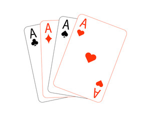 Obraz premium The four ace cards of the deck in illustrator
