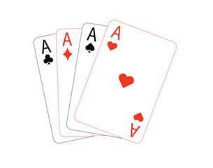 Obraz premium The four ace cards of the deck in illustrator