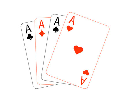 The four ace cards of the deck in illustrator