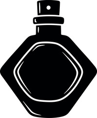Obraz premium Black and White Perfume Bottle Icon Isolated on White Background, Minimalist Vector Illustration