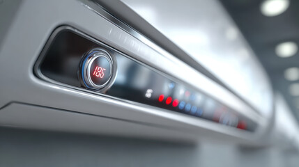 Fototapeta premium Digital oven control panel with temperature display and modern design in kitchen interior