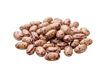 A pile of speckled brown and white beans on a white background. isolated on transparent background