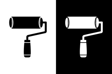 Paint Roller Vector Art Design. Two-Tone Roller Brush Icon Isolated on Black and White Background
