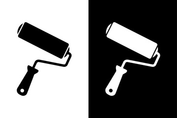Vector Paint Roller Icon Silhouette. Modern Roller Brush Vector Art in Black and White