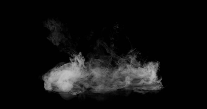 Super Slow Motion of White Surface Smoke Texture Isolated on Black Background. Filmed on High Speed Cinema Camera, 500fps. VFX element for overlay.