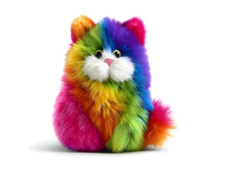 Rainbow Plush Cat Toy Figurine