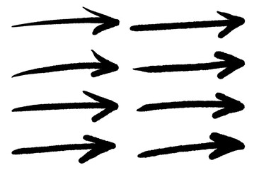 Hand drawn grunge brush arrow marker set pointing isolated on white background vector collection © Ascreator