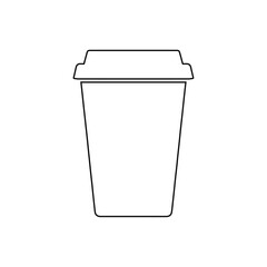 coffee cup icon outline takeaway hot drink container for cafe beverage and refreshment illustration