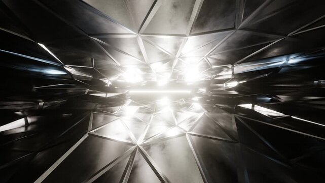 Futuristic sci-fi corridor with glowing neon lines for VR experiences, gaming environments, and music festival visuals. Seamless cinematic loop in ultra HD 4K quality.