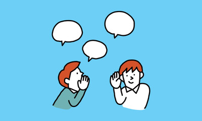 内緒話　秘密を耳元でこっそり話す人のイラスト