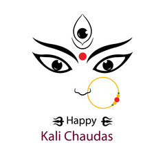 Obraz premium Kali Chaudas Wishes Minimal Vector Illustration with Festive Hindu Design