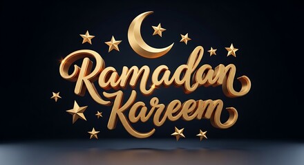 Ramadan kareem greeting crescent moon and stars on dark background
