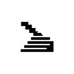 A stark minimalist vector illustration of stylized steps in contrasting black against a plain white background