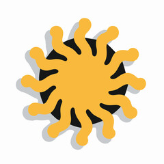 Obraz premium Abstract illustration of a golden burst with a dark center and gray shadows against white