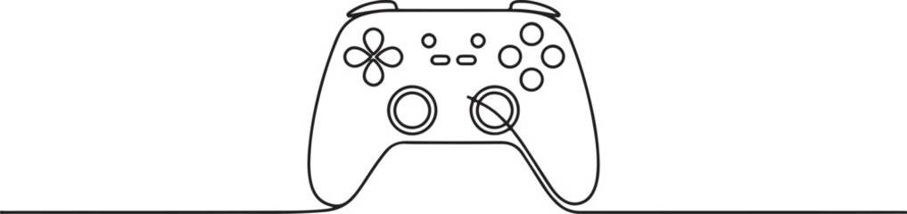 Continuous One-Line Drawing of a Gaming Controller - Minimalist Tech Art.one line vector illustration with white background © MstMoushumi